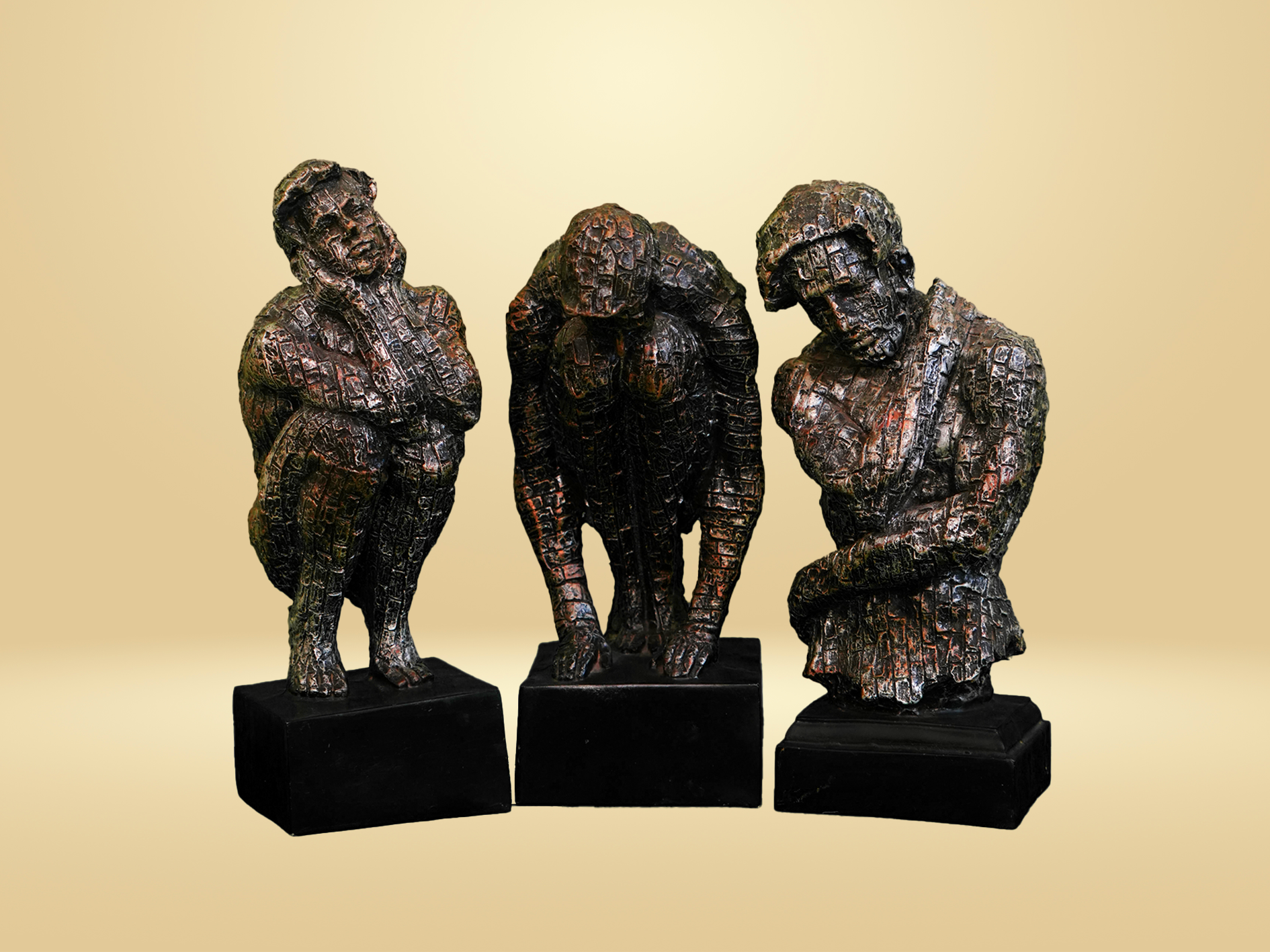 The "Contemplation" Trio: Modern Abstract Sculpture Set