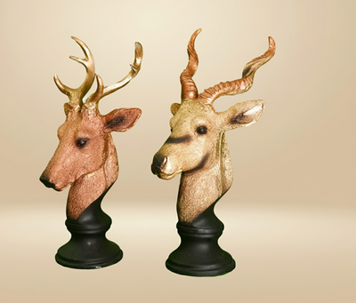 Majestic Gold Deer Duo – Luxury Resin Sculpture Se
