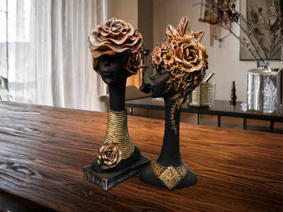 The 'Sahara Bloom' Collection: Afrofuturism Busts - Set of Two
