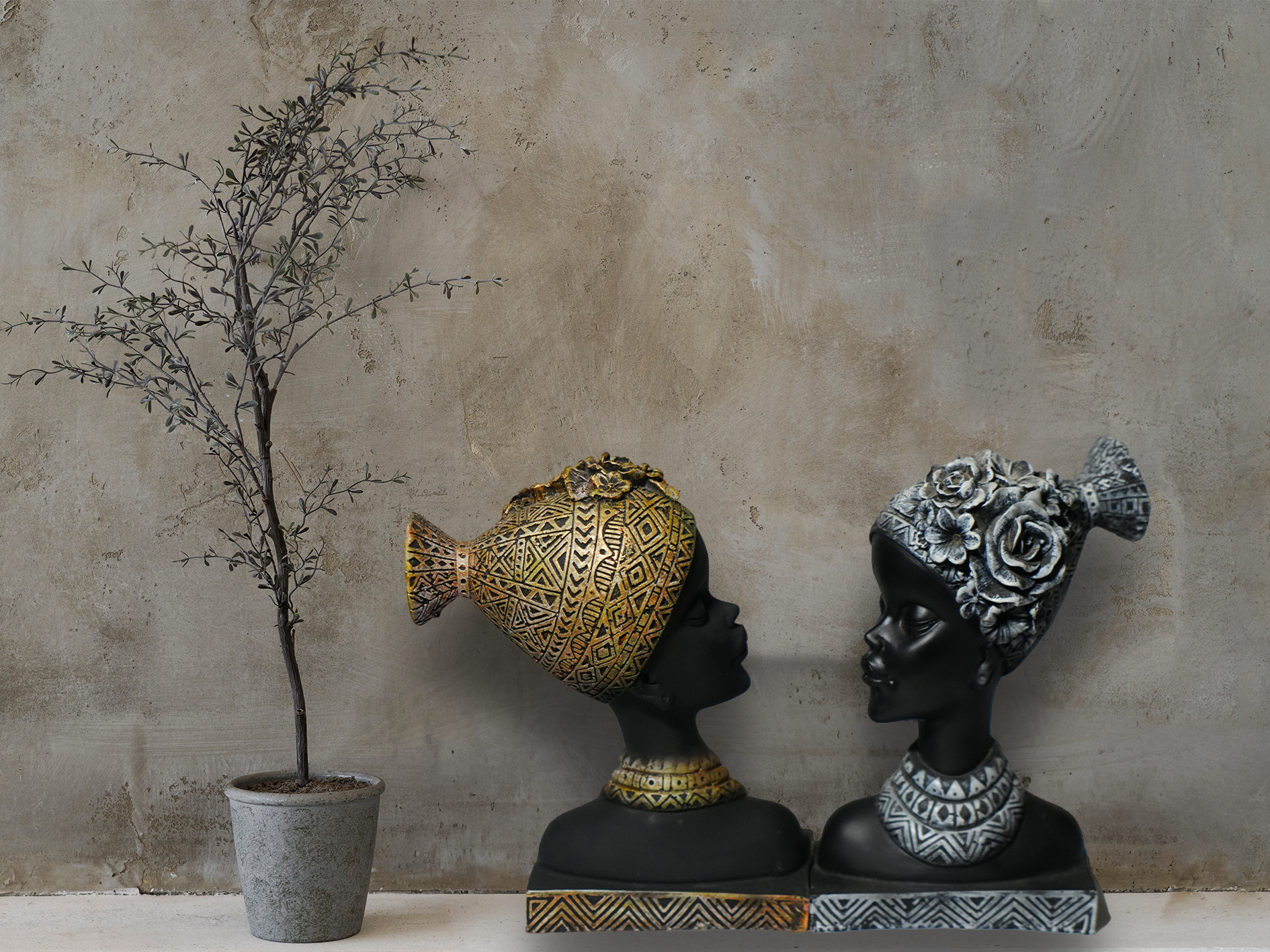 Royal Tribal Couple Busts